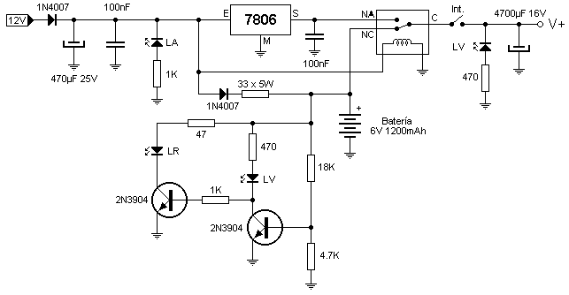 F.A. 6V 1A con sistema de alimentación ininterrumpida